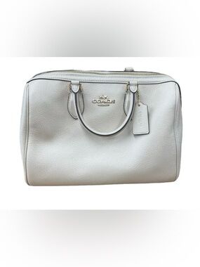 Coach large coach Rowan pebble Leather satchel bag in white